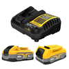 Powerstack 20V lithium-ion batteries (5.0 Ah and 1.7 Ah) and charger included.