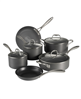 Tramontina Onyxpro 10-piece hard anodized nonstick cookware set with lids in charcoal.