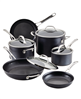 10-piece dark gray Anolon X hybrid nonstick induction cookware set.