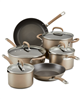 Circulon 10-pc. bronze cookware set, hard-anodized aluminum, on discount.