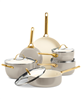 GreenPan Padova 10-piece ceramic nonstick cookware set in taupe.