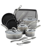 Rachael Ray 14-piece classic brights nonstick cookware set in sea salt gray.