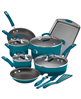 Rachael Ray Classic Brights Hard Enamel Aluminum Nonstick Cookware Set, 14-Piece - Marine Blue