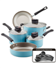 Farberware smart control 14-pc. nonstick cookware set in aqua.