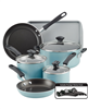 15-pc. Farberware Cookstart aluminum DiamondMax nonstick cookware set in aqua.