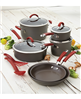 Rachael Ray 12-pc. hard-anodized nonstick cookware set in red.