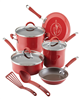 Rachael Ray Cucina Porcelain Enamel 10 Piece Nonstick Cookware Set - Cranberry Red