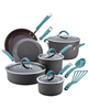 Rachael Ray 12-pc. hard-anodized nonstick cookware set in agave blue.