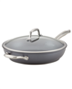 Accolade Forged Hard-Anodized Nonstick Deep Frying Pan with Lid, 12-Inch, Moonstone - Gray