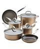 10-piece Anolon Ascend bronze hard anodized nonstick cookware set, with a discount.