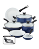 Farberware Purecook 12-pc. ceramic non-stick cookware set in blue, now with a discount.
