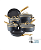 Farberware 12-piece black aluminum ceramic nonstick cookware set.