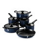 Tramontina navy 11-piece porcelain enamel non-stick cookware set.