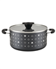 Disney Monochrome 5.5 Quart Ceramic Nonstick Stockpot with Lid - Black