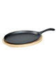 Black 2-piece cast iron oval fajita plate.