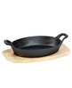 2-piece black cast iron sizzler plate set.