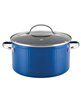 Farberware Style Aluminum 6 Quart Nonstick Stock Pot with Lid - Blue