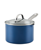 Aluminum 3 Quart Nonstick Straining Saucepan with Lid - Blue