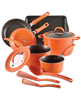 Rachael Ray Cook + Create 11-piece orange aluminum nonstick cookware set.