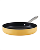 Yellow 11.25" Farberware aluminum nonstick deep round grill pan.