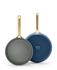 Set of 2 GreenPan GP5 champagne healthy ceramic nonstick frypans - marine.
