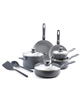 GreenPan Dover 12-piece gray ceramic nonstick cookware set.