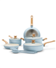 GreenPan Essence Blue Haze 10-piece ceramic nonstick cookware set.