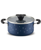 Farberware Disney 3-quart blue ceramic nonstick saucepot with lid.