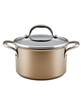 Ascend Hard Anodized Aluminum Non-Stick 4-Quart Saucepot with Lid - Bronze
