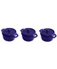 Dark blue Staub 3-piece ceramic mini cocotte set.