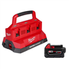M18 18V 6-port rapid charger with 5.0 Ah battery.