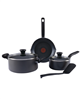 T-fal 6-piece aluminum cookware set - black.