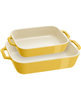 Staub 2pc ceramic baking dish set - lemon, with a discount.