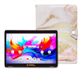 10.1" Octa Core 256GB Storage Android 15 Tablet with Glaze Marble Case - Pink