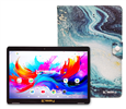 Linsay 10.1" octa-core Android 15 tablet, 256GB, blue ocean marble case.