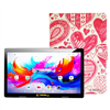 Linsay 10.1" octa-core Android 15 tablet (256GB) with red love-shaped case.