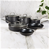 Essentials 10Pc Non-stick Hard Anodized Cookware Set With Glass lid, Black