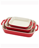 Cherry Staub 3-piece rectangular baking dish set.