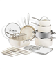 Gotham Steel 20-piece nonstick cookware and knife set in cream.