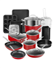 20-Piece Ultra-Durable Non-Stick Diamond Infused Cookware and Bakeware Set - Red