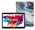 10.1" Octa Core 128GB Storage Android 15 Tablet with Ocean Marble Case - Blue