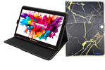 10.1" Octa Core 128GB Storage Android 15 Tablet with Golden Marble Case - Black