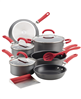 Create Delicious Hard-Anodized Aluminum 11-Pc. Nonstick Cookware Set - Gray With Red Handles