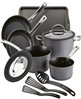 11-piece Rachael Ray hard anodized nonstick cookware set - black.