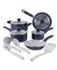 T-fal 12pc blue ceramic nonstick cookware set.