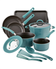 Rachael Ray 11-piece agave blue aluminum nonstick cookware set.