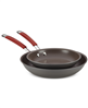 Cucina 2-piece cranberry red nonstick frying pan set.