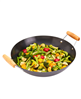 Infuse 13.75" Asian carbon steel wok with 2 handles - black. 