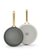 Get a set of 2 GreenPan GP5 champagne healthy ceramic nonstick frypans in cream with a discount.