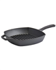 Black 10.25" Smith and Clark cast iron square grill pan.